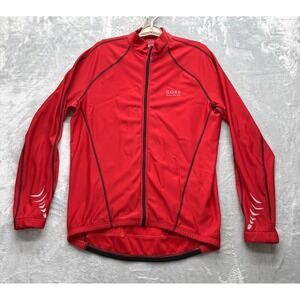 Gore Bike Waer Jacket Men 2XL Red Soft Shell Long Sleeve Full Zip Cycling Bike